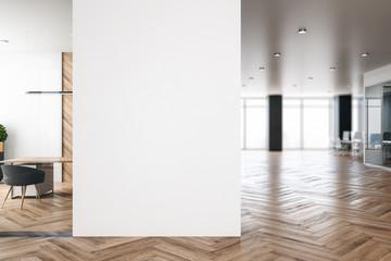Contemporary office interior with empty banner