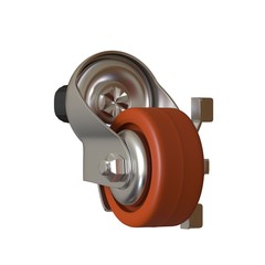 large metal industrial wheel with rubber tire, isolated on white background. 3D rendering of excellent quality in high resolution. It can be enlarged and used as a background or texture.