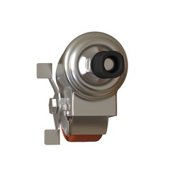 large metal industrial wheel with rubber tire, isolated on white background. 3D rendering of excellent quality in high resolution. It can be enlarged and used as a background or texture.