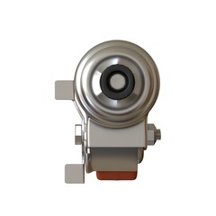 large metal industrial wheel with rubber tire, isolated on white background. 3D rendering of excellent quality in high resolution. It can be enlarged and used as a background or texture.