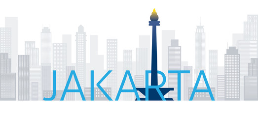 Jakarta, Indonesia Skyline Landmarks with Text or Word