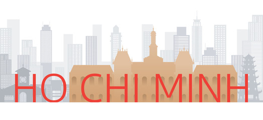 Ho Chi Minh City, Vietnam Skyline Landmarks with Text or Word