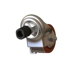 large metal industrial wheel with rubber tire, isolated on white background. 3D rendering of excellent quality in high resolution. It can be enlarged and used as a background or texture.