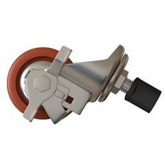 large metal industrial wheel with rubber tire, isolated on white background. 3D rendering of excellent quality in high resolution. It can be enlarged and used as a background or texture.