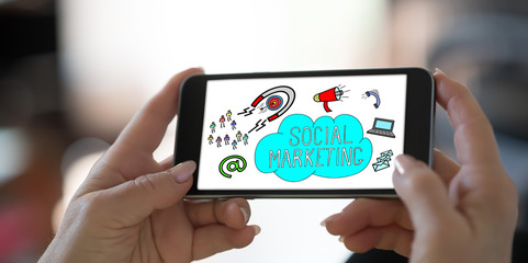Social marketing concept on a smartphone