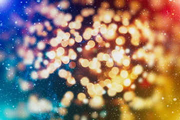 glittering shine bulbs lights background:blur of Christmas wallpaper decorations concept.holiday...