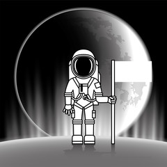 Astronaut Flagge neutral Mond - obrazy, fototapety, plakaty