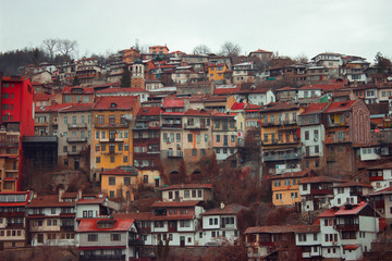 Fototapeta na wymiar Small mountain town in a hill