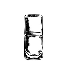 Vector hand drawn bottle for nail polish, cosmetic fluid, serum, drops. Isolated on white background. Sketched mockup of cosmetic package.