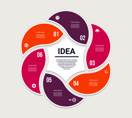 Vector circle infographic. Template for diagram, graph, presentation and chart. Business concept with 6 options, parts, steps or processes. Abstract background
