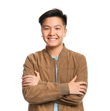 Portrait Of Asian Man On White Background