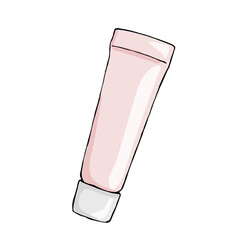 Vector hand drawn tube for cream, tooth paste, gel, sauce, paint, glue. Isolated on white background. Sketched mockup of cosmetic package.