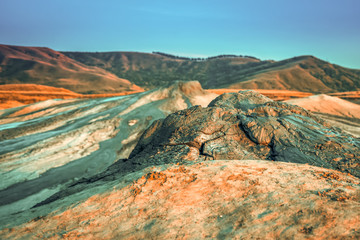 Vulcanii noroiosi Mud Volcanoes Romania lanscape sunset rocky dry landmark