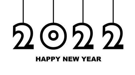 Year 2022 - simple greeting card, invitation, flyer, poster or design element - black - vector