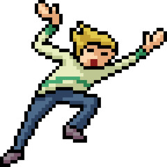 Obraz premium vector pixel art boy happy