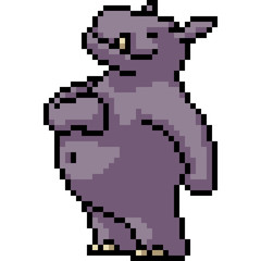 vector pixel art hippopotamus