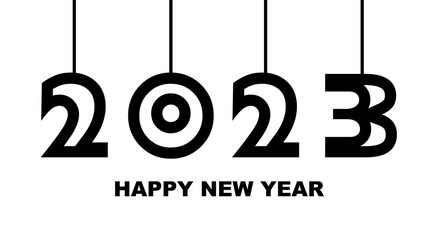 Year 2023 - simple greeting card, invitation, flyer, poster or design element - black - vector