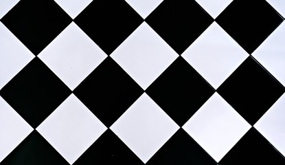 Black And White Checkered Floor Tiles, abstract background, texture