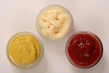 Mustard, mayonnaise and ketchup