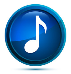 Musical note icon elegant blue round button illustration