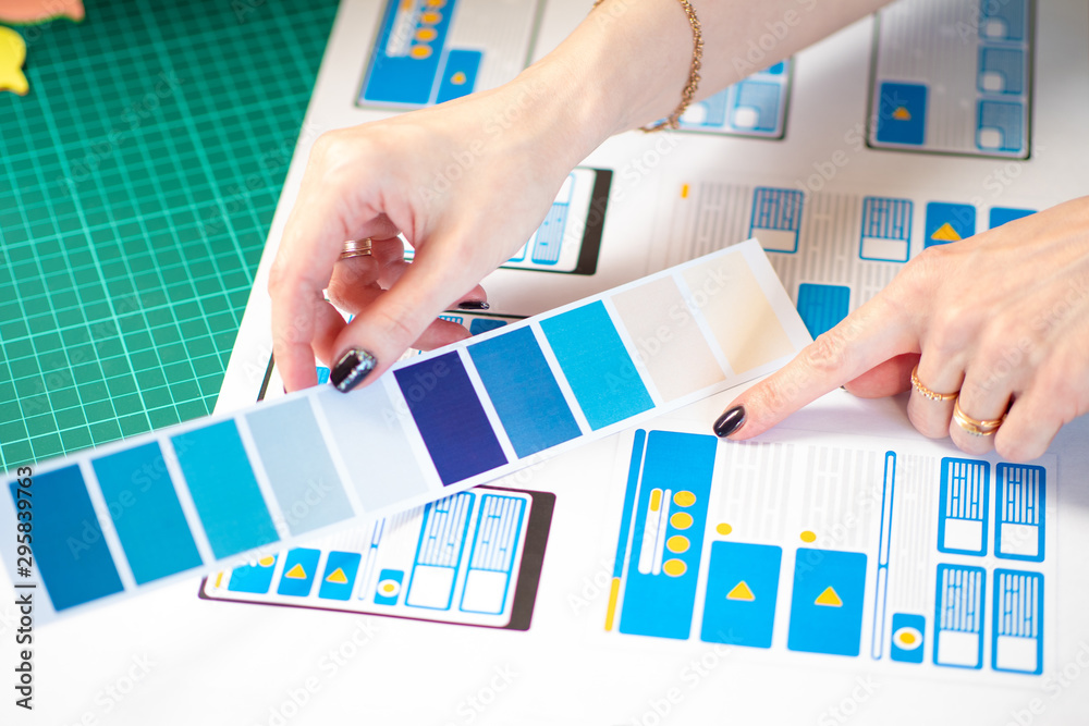 Poster color selection for a mobile application. app interface design. choosing a color for a mobile site. 