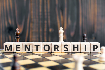 Mentorship - word from wooden blocks with letters, mentoring  mentorship concept, random letters...