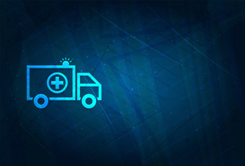 Ambulance icon futuristic digital abstract blue background