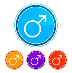 Male symbol icon flat design round buttons set illustration design