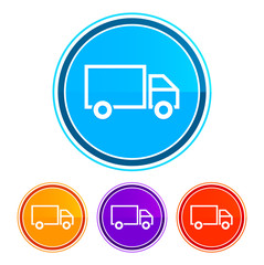Delivery truck icon flat design round buttons set illustration design