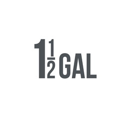 1.5 gal sign (mark) estimated volumes gallons. Vector symbol pac