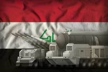 Iraq rocket troops concept on the national flag background. 3d Illustration