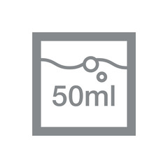 Liter l sign (l-mark) estimated volumes 50 milliliters (ml). Vector symbol packaging and labels used for prepacked foods, drinks different liters and milliliters. 50 Vol single icon isolated on white