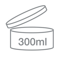 Liter l sign (l-mark) estimated volumes 300 milliliters (ml) Vector symbol packaging, labels used for prepacked foods, drinks different liters and milliliters. 300 ml vol single icon isolated on white