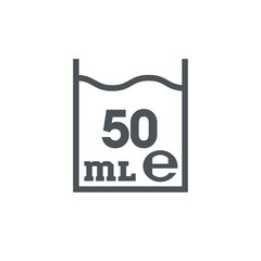 Liter l sign (l-mark) estimated volumes 50 milliliters (ml). Vector symbol packaging and labels used for prepacked foods, drinks different liters and milliliters. 50 Vol single icon isolated on white