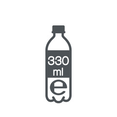 Liter l sign (l-mark) estimated volumes 330 milliliters (ml) Vector symbol packaging, labels used for prepacked foods, drinks different liters and milliliters. 330 ml vol single icon isolated on white