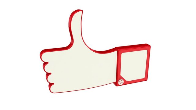 Symbols reviews rotate on a white background. Hand gestures: thumbs-up and thumbs-down are rotating on white background. Footage video
