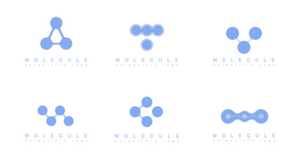 Fototapeta premium Molecule logo set or. Logo with structure molecule, illustration of logotype molecule for laboratory. Medicine, science icon.