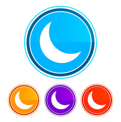 Crescent half moon icon flat design round buttons set illustration design