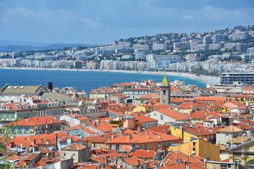Fototapeta na wymiar Old town rooftops of Nice, France.