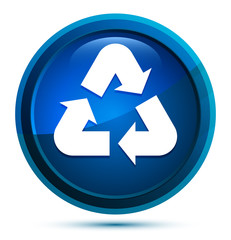 Recycle symbol icon elegant blue round button illustration