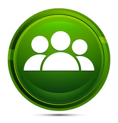 Group icon glassy green round button illustration