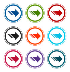 Next icon flat round buttons set illustration design