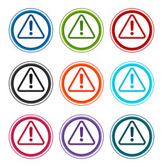 Alert icon flat round buttons set illustration design