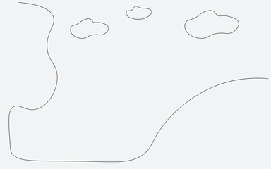 Forest landscape one line draw, vector illustration