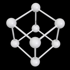 Molecule Grid. Connection Structure. 3d render illustration on black background. Science and medical healthcare concept