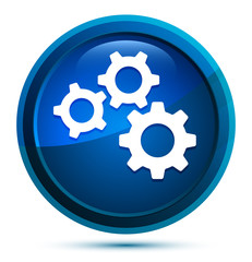 Settings gears icon elegant blue round button illustration