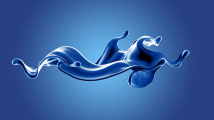 Splash fluid. 3d illustration, 3d rendering.