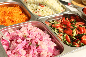 Delicious vegetable on grill. Vegan cuisine: Grilled mixed vegetables. 