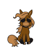 Pony Pferd sitzen spass sonnenbrille Mädchen süss lieb springen spielen frech lächeln 3c