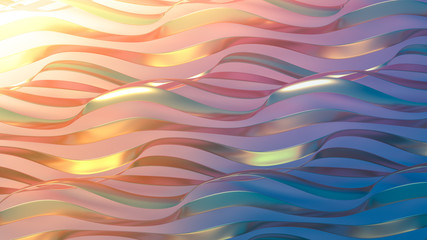 Golden wave background. 3d illustration, 3d rendering.
